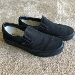 BARELY WORN All Black Slip on Vans